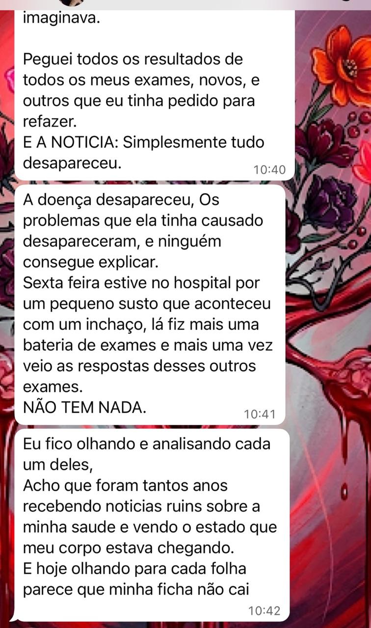Depoimento de paciente relatando desaparecimento dos focos de endometriose